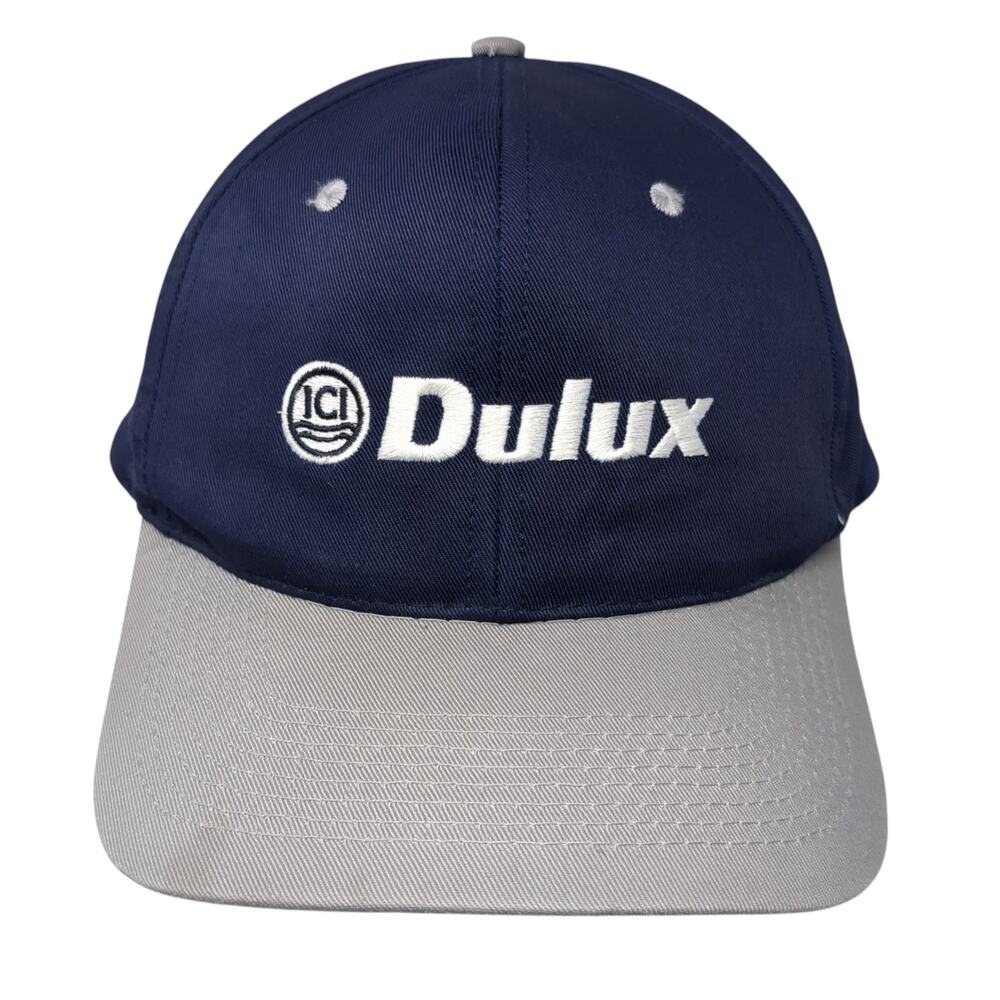 Dulux Snapback Cap Black One Size Adjustable Embroidered Vented Holes 6 Panel TC